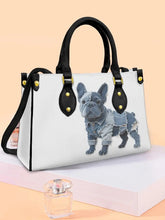 Damen Bulldog Patchwork Kunst Leder Umhängetasche